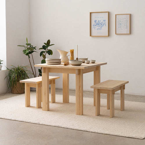 Naan Furniture Eettafel Pals - Natuurlijk ongelakt massief hout - 4 personen - 90 cm - vtwonen shop