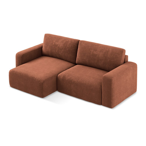 LaMiaSofa hoekbank links Ostia - chenille stof - terracotta - 244x149x79
