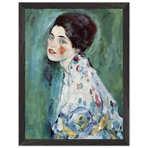Artfulprints Poster met Lijst Gustav Klimt - Portrait of a lady   - 30x40 cm - Donkergroen