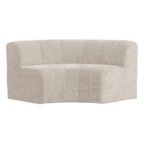 WOOOD eetbank halfronde hoek rugleuning Mojo Base - Rib - Ecru - 83x152x76