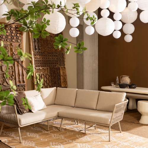 WOOOD  loungeset claunk - Metaal - Zand/Taupe - 69x180x180