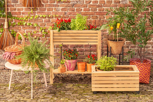 Mica Decorations Glenwood Plantenbak Rechthoek voor Buiten - L70 x B30 x H75 cm - Acaciahout - Bruin - vtwonen shop