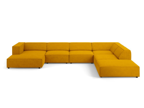 Cosmopolitan Design Panoramische hoekbank rechts Arendal 7-zits, chenille met ribbeleffect, mosterd - 262x364x70cm