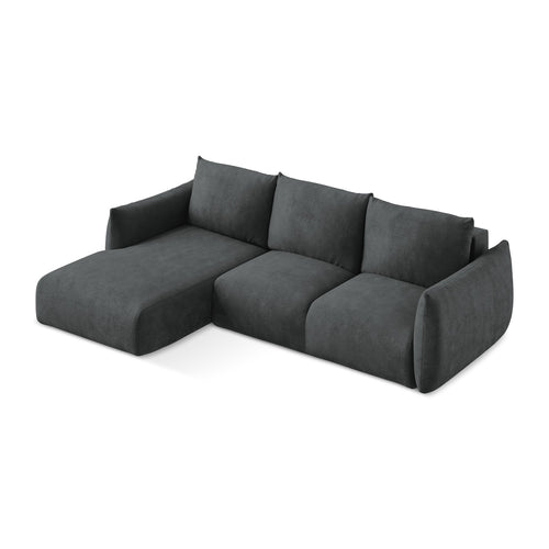 LaMiaSofa hoekbank links Savona - chenille stof - donkergrijs - 242x162x90