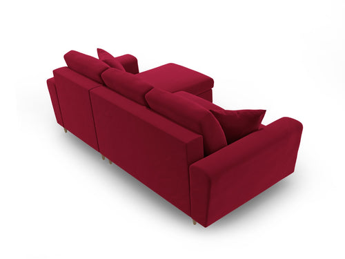 Cosmopolitan Design Omkeerbare converteerbare hoekbank met opbergdoos Kyoto 4-zits, flueel rood - 145x241x88cm
