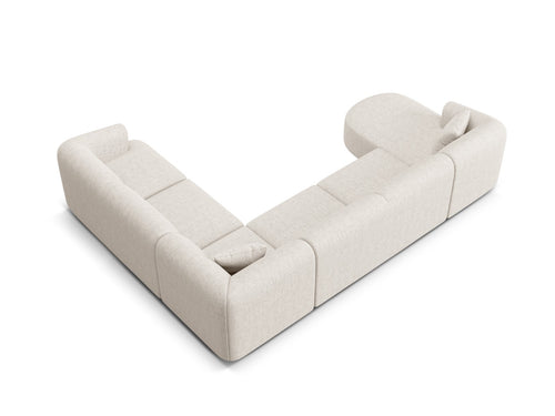 Cosmopolitan Design Modulaire panoramische hoekbank rechts Campi 7-zits, structurele stof lichtbeige - 255x330x70cm