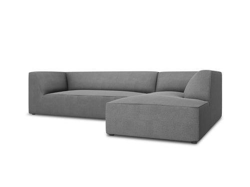 Micadoni rechter hoekbank Ruby 4-zits, structurele stof, grijs - 180x273x69cm