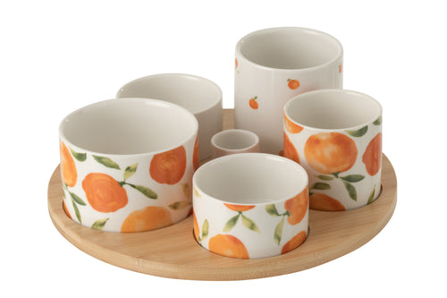 J-Line aperoschaal Oranje - keramiek - wit/oranje - large