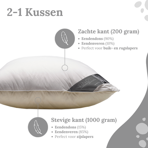Ten Cate hoofdkussen - eendendons double facee - 60x70
