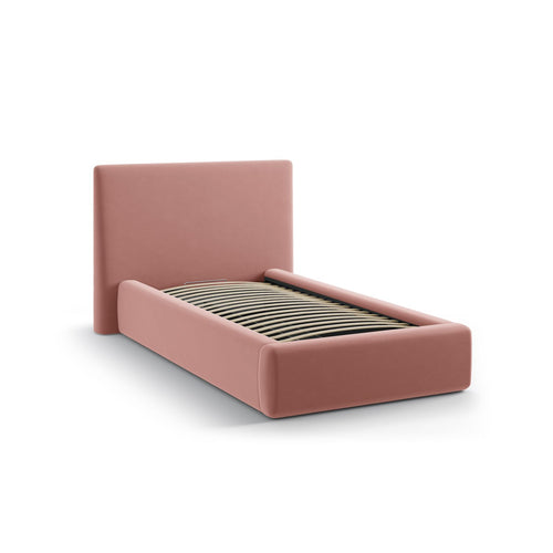 Cosmopolitan Design - Opbergbed met hoofdeinde Asti 90x200cm flueel roze - 220x130x95cm