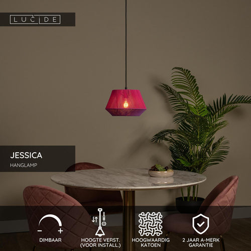 Lucide hanglamp JESSICA - 1xE27 - Roze