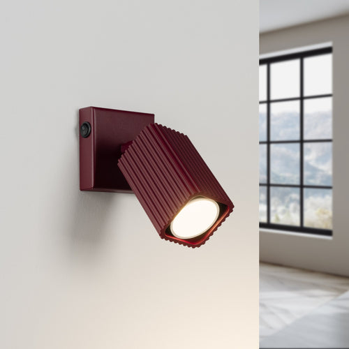 Sollux Lighting Wandlamp RAYO bordeaux met schakelaar - 8x16x16cm
