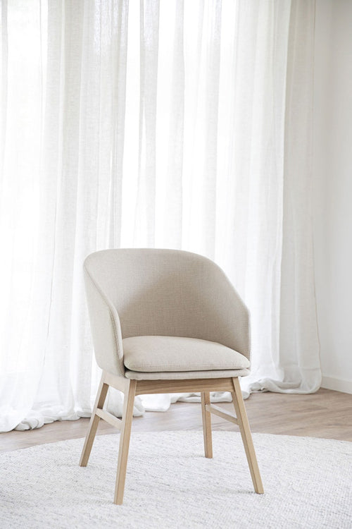 Rowico Home Windham Eetkamerstoel Beige - Armleuning - Naturel Eiken