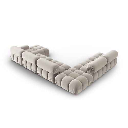 Cosmopolitan Design - Modulaire panoramische hoekbank links Cortina 7-zits, flueel donkerbeige - 282x376x70cm
