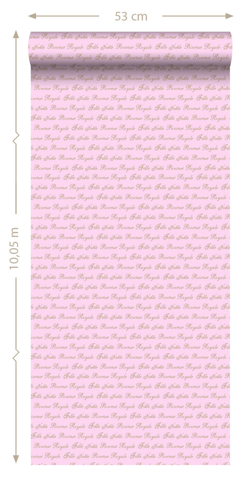 ESTAhome behang prinsessen woorden babyroze - 53 cm x 10.05 m - 114947