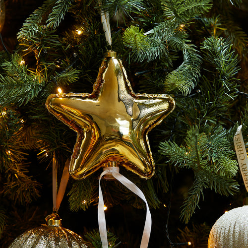 Rivièra Maison Balloon Star Ornament gold L - Glas - Goud - vtwonen shop