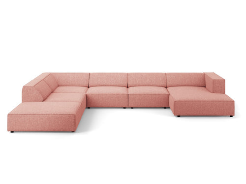 Cosmopolitan Design Panoramische hoekbank links Arendal 7-zits, chenille, roze - 262x364x70cm