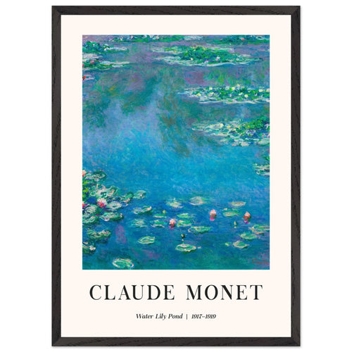Artfulprints Poster met Lijst Claude Monet - Water lily pond   - 50x70 cm - Blauw