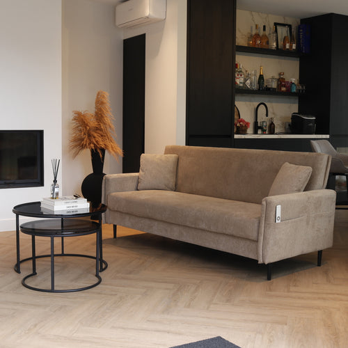 Giga Meubel Slaapbank Torvi - Taupe Stof - 200x85x87cm - vtwonen shop