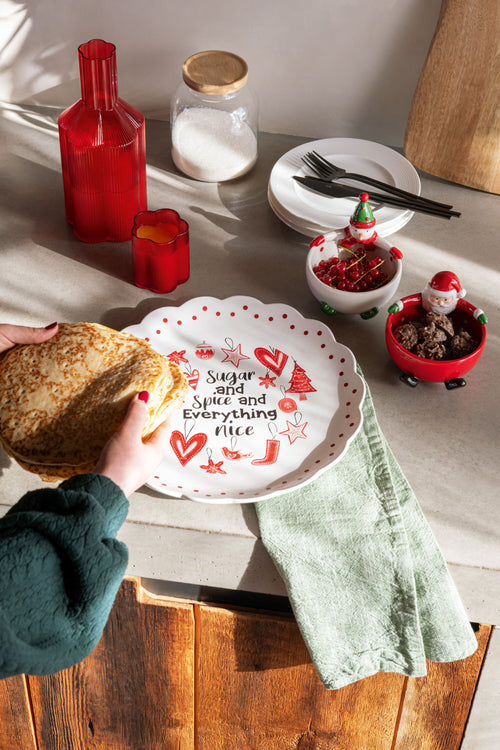 J-Line schaal Kerstman + Sneeuwpop Dolomiet - keramiek - mix - 2 stuks - vtwonen shop