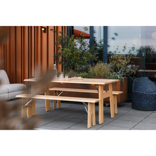 Zuiver Avenue Tuintafel/ Picknicktafel/ Biertafel met 2 banken Hout Opklapbaar Naturel/ Bruin - vtwonen shop