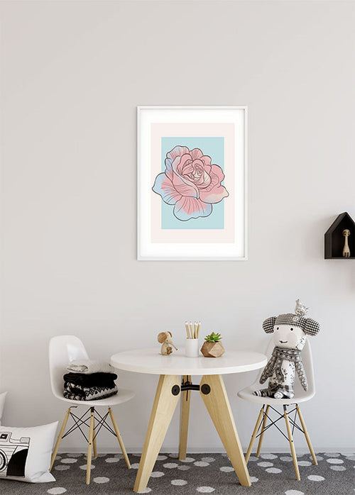 Komar poster roos roze en blauw - 30 x 40 cm - 610101