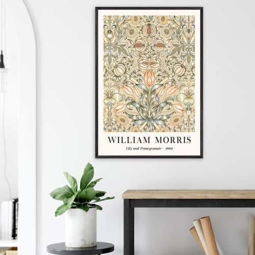 Artfulprints Poster met Lijst William Morris - Lily and pomegranate 1886   - 30x40 cm - Groen