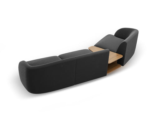 Micadoni linker modulaire bank Miley 3-zits, flueel, grijs - 126x303x70cm
