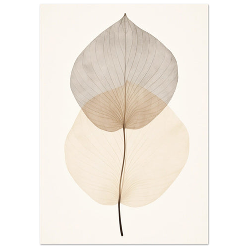 Artfulprints Poster Japandi leaf   - 30x40 cm - Taupe
