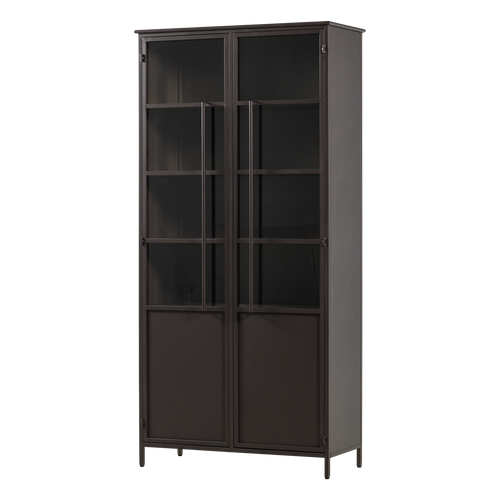WOOOD xl 2-deurs vitrinekast Exhibit - Metaal - Donkerbruin - 203x99x45