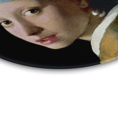 Reinders Jan Vermeer Girl with a Pearl glasschilderij -  blauw - woonkamer - Ø 50cm