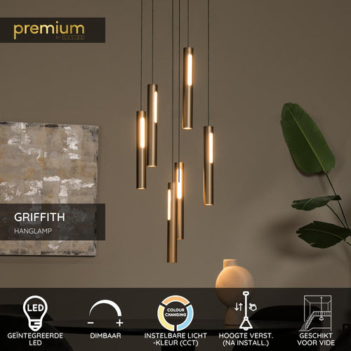 Lucide hanglamp GRIFFITH - Geïntegreerde LED - Brons