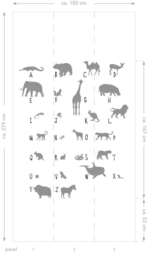 ESTAhome fotobehang dieren ABC grijs - 150 x 279 cm - 158923
