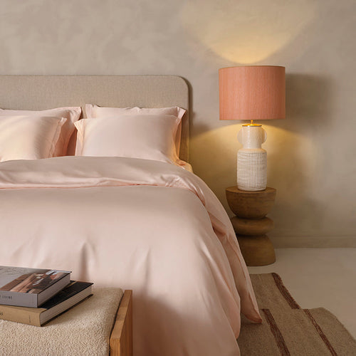 Coco & Cici - TENCEL Sateen Dekbedovertrek Perzik Wit - 260x220 + 2 kussenslopen 60x70