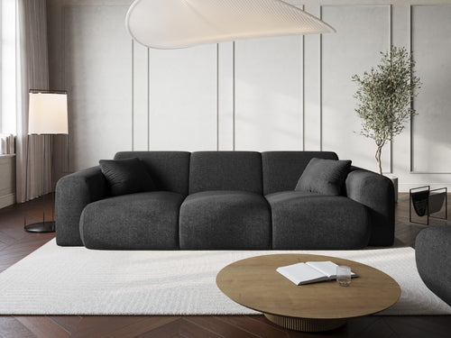 Cosmopolitan Design Bank Nolio 3-zits, chenille, zwart - 95x235x72cm
