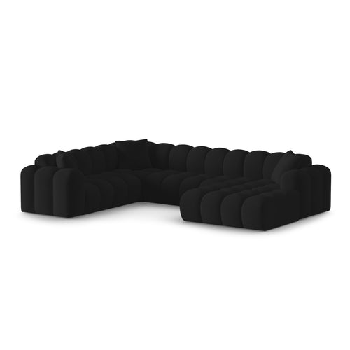 Cosmopolitan Design - Panoramische hoekbank links Treno 4-zits, flueel zwart - 240x330x70cm