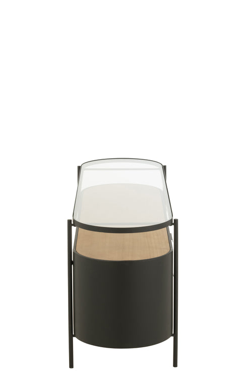 J-Line kast Ivy - ijzer - naturel/zwart