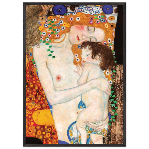 Artfulprints Poster met Lijst Gustav Klimt - The three ages of the woman   - 70x100 cm - Meerkleurig