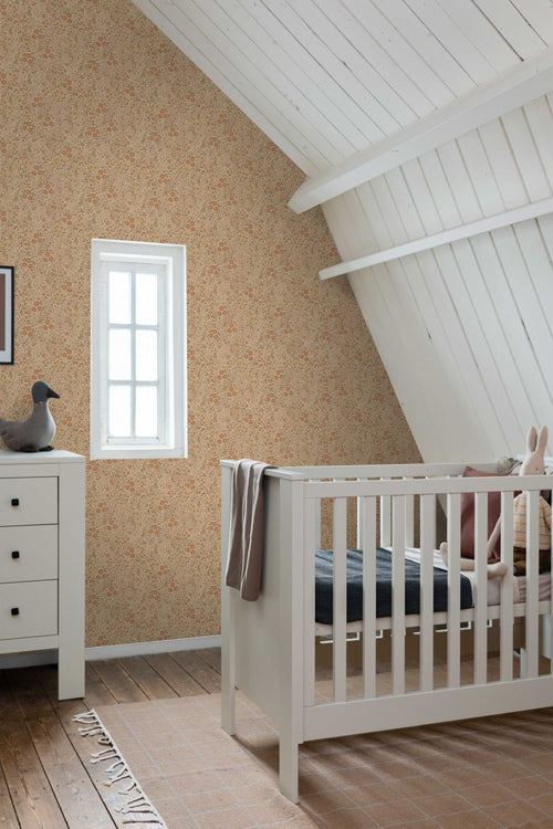 ESTAhome behang bloemetjes okergeel - 50 x 900 cm - 131459