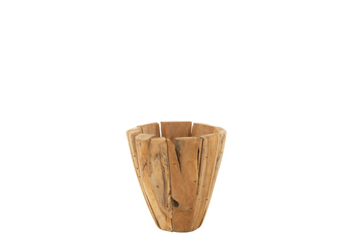 J-Line bloempot Jack Teak - hout - naturel - medium - Ø 35 cm - vtwonen shop