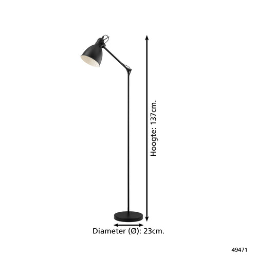 EGLO vloerlamp Priddy - e27 - 137 cm - zwart, wit - vtwonen shop