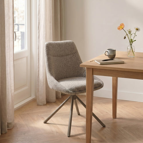 DÉJA Living Eetkamerstoel Malou - Taupe/Taupe - Draaibaar - Set van 2