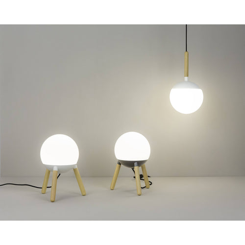 Faro Mine - 1 Licht Globe Hanglamp Wit, Hout, E27