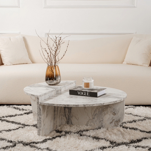 Calicosy - ORION Set van 2 salontafels - Licht hout - 90x90x35 cm