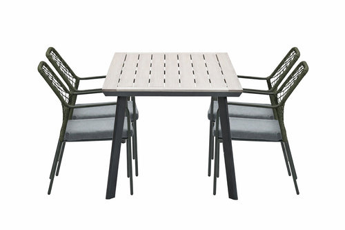 5-delige tuinset Dido tuinstoelen mosgroen - Vigo tafel
