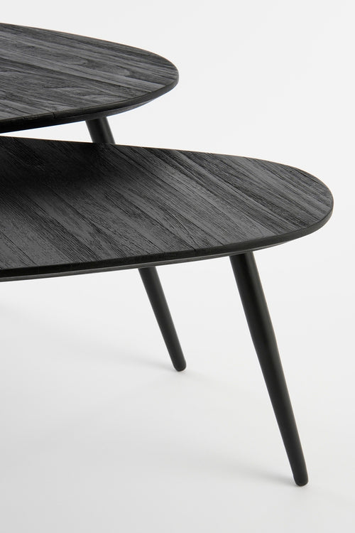 Mica Decorations Jailey Bijzettafel - Set van 2 - L84 x B39 x H39 cm - Gerecycled Hout - Zwart - vtwonen shop