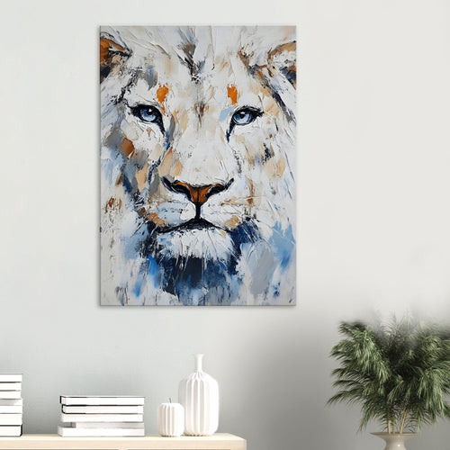 Artfulprints Canvas Abstract painted lion canvas - 50x70 cm - Grijs