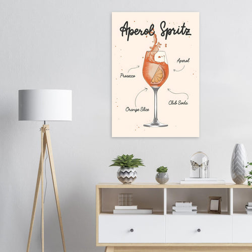 Artfulprints  Aperol Spritz cocktail II – Illustratie   poster 70x100 cm