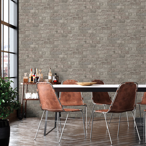Sanders & Sanders behang bakstenen warm grijs - 53 cm x 10 m - 640063 - vtwonen shop