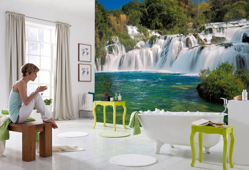 Sanders & Sanders fotobehang watervallen groen en blauw - 368 x 254 cm - 612203